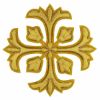 Immagine di Croce ricamata decorazione gigliata H. cm 10 (3.9 inch) in filato metallico e Viscosa Oro Argento Applicazione per Casula Stole e Paramenti liturgici