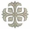 Immagine di Croce ricamata decorazione gigliata H. cm 10 (3.9 inch) in filato metallico e Viscosa Oro Argento Applicazione per Casula Stole e Paramenti liturgici