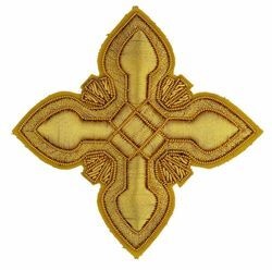 Immagine di Croce ricamata decorazione ramino ricamata oro H. cm 7,5 (2,95 inch) in filato metallico e Viscosa Oro Applicazione per Casula Stole e Paramenti liturgici