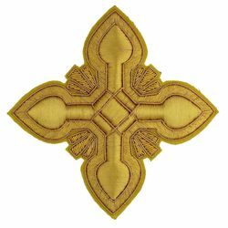 Immagine di Croce ricamata decorazione ramino ricamata oro H. cm 10 (3.9 inch) in filato metallico e Viscosa Oro Applicazione per Casula Stole e Paramenti liturgici