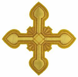 Immagine di Croce ricamata decorazione ramino ricamata oro H. cm 15 (5,9 inch) in filato metallico e Viscosa Oro Applicazione per Casula Stole e Paramenti liturgici