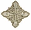 Immagine di Croce ricamata decorazione con paillettes ricamate oro H. cm 5 (2,0 inch) filato metallico e Viscosa Oro Argento Rosso/Cremisi Applicazione per Casula Stole e Paramenti liturgici