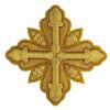 Immagine di Croce ricamata decorazione con paillettes ricamate oro H. cm 10 (3.9 inch) filato metallico e Viscosa Oro Argento Rosso/Cremisi Applicazione per Casula Stole e Paramenti liturgici