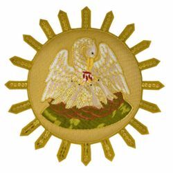 Immagine di Emblema ricamato decorazione Pellicano H. cm 25 (9,8 inch) in Poliestere per Velo Omerale e Paramenti liturgici