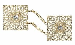 Picture of Square Cope Clasp gold with chain and Swarowski Brass Gold for Cope Pluviale Surplice Cloak and liturgical Vestments
