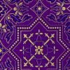 Picture of Byzantine Lampas (Lampasso) geometric H. cm 160 (63 inch) Polyester Acetate Fabric Red Yellow Gold Violet Green Flag White for liturgical Vestments