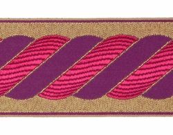 Picture of Galloon Golden Thread Column H. cm 9 (3,5 inch) Polyester and Acetate Fabric Red Avana Violet Trim Orphrey Banding for liturgical Vestments 