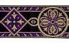 Immagine di Gallone Bizantino Filo oro H. cm 9 (3,5 inch) Poliestere Acetato Bianco/Oro Nero/Viola Bianco/Avana Bianco/Rosa/Oro Antico Avorio/Bordeaux Avorio/Gardenia Azzurro Fiordo Tessuto per Paramenti liturgici