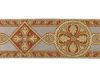 Immagine di Gallone Bizantino Filo oro H. cm 9 (3,5 inch) Poliestere Acetato Bianco/Oro Nero/Viola Bianco/Avana Bianco/Rosa/Oro Antico Avorio/Bordeaux Avorio/Gardenia Azzurro Fiordo Tessuto per Paramenti liturgici