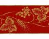 Picture of Galloon Golden Thread Eears of Corn and Grapes H. cm 9 (3,5 inch) Polyester and Acetate Fabric Red Avana Trim Orphrey Banding for liturgical Vestments