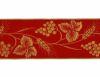 Picture of Galloon Golden Thread Eears of Corn and Grapes H. cm 9 (3,5 inch) Polyester and Acetate Fabric Red Avana Trim Orphrey Banding for liturgical Vestments