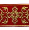 Immagine di Gallone Filo oro Croce Ortodossa cornice H. cm 9 (3,5 inch) Poliestere Acetato Rosso Celeste Verde Viola Tessuto per Paramenti liturgici