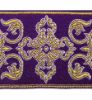 Immagine di Gallone Filo oro Croce Ortodossa cornice H. cm 9 (3,5 inch) Poliestere Acetato Rosso Celeste Verde Viola Tessuto per Paramenti liturgici