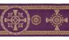 Immagine di Gallone Filo oro Palmette H. cm 9 (3,5 inch) Poliestere Acetato Rosso Celeste Verde Viola Giallo Zecchino Nero Tessuto per Paramenti liturgici