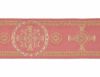 Picture of Galloon Golden Thread Palm Trees H. cm 9 (3,5 inch) Polyester and Acetate Fabric White Yellow Light blue Brown Rosewood Red Crimson White Gold Black Violet White Pink Antique Gold Green Oasis Trim Orphrey Banding for liturgical Vestments 