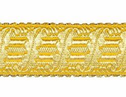 Immagine di Gallone motivo Arpa oro H. cm 4 (1,6 inch) filato metallico Alta Doratura Tessuto per Paramenti liturgici