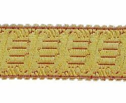 Immagine di Gallone motivo Arpa oro colore H. cm 4 (1,6 inch) filato metallico Alta Doratura Bordeaux Tessuto per Paramenti liturgici
