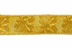 Immagine di Gallone motivo Quercia oro H. cm 2 (0,8 inch) filato metallico Alta Doratura Tessuto per Paramenti liturgici