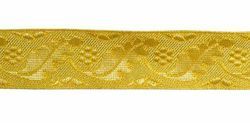 Picture of Galloon Gold Leaves and Flowers H. cm 3 (1,2 inch) Metallic thread Fabric high content of Gold Trim Orphrey Banding for liturgical Vestments 