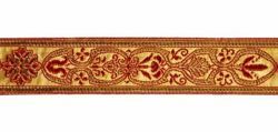 Imagen de Galón tradicional oro Florencia H. cm 3 (1,2 inch) Tejido mezcla Algodón Rojo Celestial Morado Amarillo Verde Bandera Blanco para Vestiduras litúrgicas