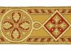 Picture of Byzantine Galloon H. cm 8 (3,1 inch) Viscose and Polyester Fabric Red Celestial Olive Green Brown Violet Yellow Green Flag Trim Orphrey Banding for liturgical Vestments 