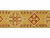 Picture of Byzantine Galloon H. cm 8 (3,1 inch) Viscose and Polyester Fabric Red Celestial Olive Green Brown Violet Yellow Green Flag Trim Orphrey Banding for liturgical Vestments 