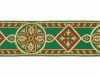 Picture of Byzantine Galloon H. cm 8 (3,1 inch) Viscose and Polyester Fabric Red Celestial Olive Green Brown Violet Yellow Green Flag Trim Orphrey Banding for liturgical Vestments 