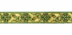 Immagine di Gallone tradizionale oro Fiorellino H. cm 1,5 (0,6 inch) misto Cotone Rosso Celeste Viola Giallo Zecchino Verde Bianco Tessuto per Paramenti liturgici