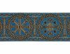 Picture of Byzantine Galloon Golden Thread Wheel H. cm 9 (3,5 inch) Polyester and Acetate Fabric Red Celestial Olive Green Violet Yellow Ivory Red Brown Rosewood Light blue Brown Rosewood Trim Orphrey Banding for liturgical Vestments 