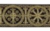 Picture of Byzantine Galloon Golden Thread Wheel H. cm 9 (3,5 inch) Polyester and Acetate Fabric Black Dark Green Red Crimson White Gold White Pink Antique Gold Trim Orphrey Banding for liturgical Vestments 