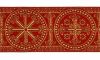 Picture of Byzantine Galloon Golden Thread Wheel H. cm 9 (3,5 inch) Polyester and Acetate Fabric Black Dark Green Red Crimson White Gold White Pink Antique Gold Trim Orphrey Banding for liturgical Vestments 