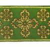 Picture of Galloon Golden Thread Cross H. cm 9 (3,5 inch) Polyester and Acetate Fabric Red Celestial Olive Green Violet Trim Orphrey Banding for liturgical Vestments 