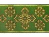 Picture of Galloon Golden Thread Cross H. cm 9 (3,5 inch) Polyester and Acetate Fabric Red Celestial Olive Green Violet Trim Orphrey Banding for liturgical Vestments 