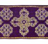 Picture of Galloon Golden Thread Cross H. cm 9 (3,5 inch) Polyester and Acetate Fabric Red Celestial Olive Green Violet Trim Orphrey Banding for liturgical Vestments 