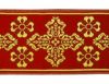 Picture of Galloon Golden Thread Cross H. cm 9 (3,5 inch) Polyester and Acetate Fabric Red Celestial Olive Green Violet Trim Orphrey Banding for liturgical Vestments 