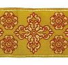 Picture of Galloon Golden Thread Cross H. cm 9 (3,5 inch) Polyester and Acetate Fabric Yellow White Yellow Red Crimson White Gold White Pink Antique Gold Trim Orphrey Banding for liturgical Vestments 