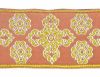 Picture of Galloon Golden Thread Cross H. cm 9 (3,5 inch) Polyester and Acetate Fabric Yellow White Yellow Red Crimson White Gold White Pink Antique Gold Trim Orphrey Banding for liturgical Vestments 