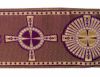 Picture of Orphrey Banding Fabric Gold Cross H. cm 18 (7,1 inch) Lurex Red Celestial Olive Green Violet White for liturgical Vestments 