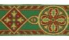 Picture of Byzantine Galloon Golden Thread H. cm 9 (3,5 inch) Polyester and Acetate Fabric Green Flag Ivory Black Pink White Yellow Light blue Brown Rosewood Black Dark Green Red Crimson Trim Orphrey Banding for liturgical Vestments 