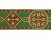 Picture of Byzantine Galloon Golden Thread H. cm 9 (3,5 inch) Polyester and Acetate Fabric Green Flag Ivory Black Pink White Yellow Light blue Brown Rosewood Black Dark Green Red Crimson Trim Orphrey Banding for liturgical Vestments 