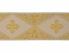 Picture of Galloon Golden Thread Rhombus & Crosses H. cm 9 (3,5 inch) Polyester and Acetate Fabric Red Celestial Olive Green Violet Yellow Ivory Black White Yellow Trim Orphrey Banding for liturgical Vestments 