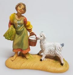 Picture of Woman with goat cm 8 (3,1 inch) Pellegrini Nativity Scene small size Statue Wood Stained plastic PVC traditional Arabic indoor outdoor use 