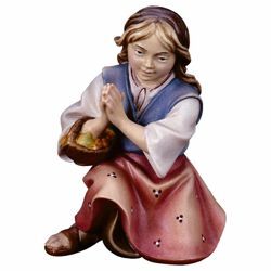 Picture of Kneeling Girl that prays cm 10 (3,9 inch) Hand Painted Shepherd Nativity Scene classic Val Gardena wooden Statue peasant style