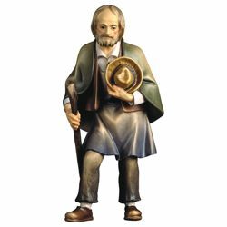 Picture of Old Farmer with Staff cm 10 (3,9 inch) Hand Painted Shepherd Nativity Scene classic Val Gardena wooden Statue peasant style