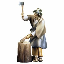 Picture of Lumberjack with Wood 2 Pieces cm 10 (3,9 inch) Hand Painted Shepherd Nativity Scene classic Val Gardena wooden Statue peasant style