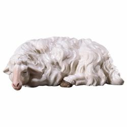 Immagine di Pecora che dorme cm 12 (4,7 inch) Presepe Pastore Dipinto a Mano Statua artigianale in legno Val Gardena stile contadino classico 