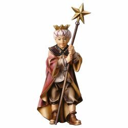 Immagine di Piccolo Cantore con stella cm 12 (4,7 inch) Presepe Pastore Dipinto a Mano Statua artigianale in legno Val Gardena stile contadino classico 