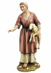 Immagine di Pastorella con Agnello cm 20 (7,9 inch) Presepe Landi Moranduzzo Statua in resina stile Arabo
