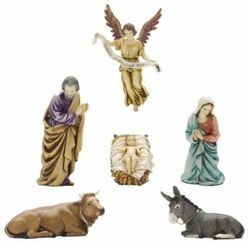 Picture of Holy Family Set 6 pieces cm 13 (5,1 inch) Landi Moranduzzo Nativity Scene plastic PVC Statues Arabic style