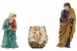 Picture of Holy Family Set 3 pieces cm 13 (5,1 inch) Landi Moranduzzo Nativity Scene plastic PVC Statues Arabic style